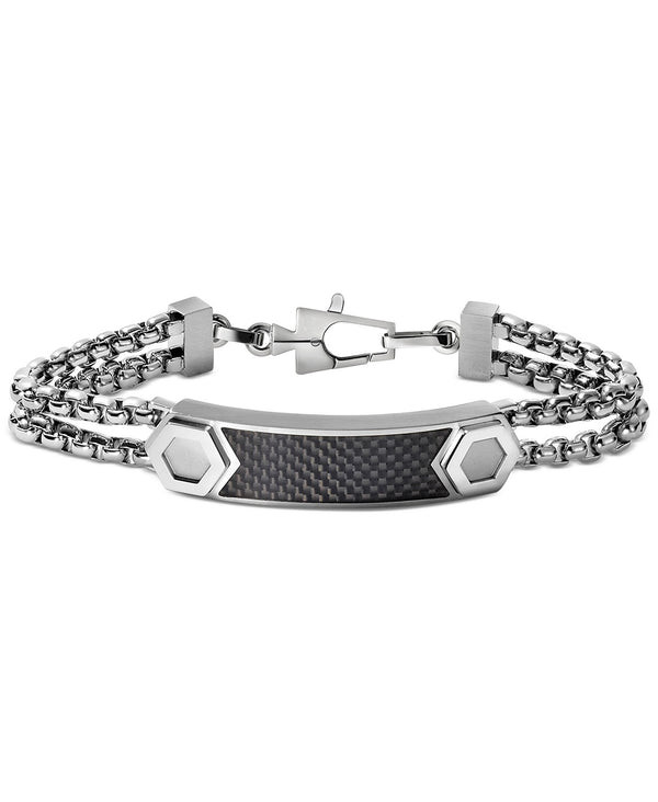 Bulova J96B004L ID Plate Bracelet in Carbon Fiber & Stainless Steel Unisex Jewelry - Lexor Miami