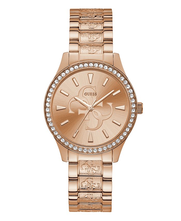 Guess U1280L3 Rose Gold-Tone Crystal Logo Watch, 38mm Women Watches Lexor Miami - Lexor Miami