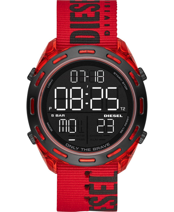 Diesel DZ1916 Digital Crusher Red Nylon Strap Watch 46mm Men Watches Lexor Miami - Lexor Miami