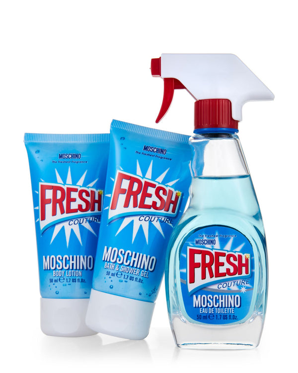 Moschino Fresh Couture 1.7 EDT W Spray, 3.4 Shower Gel, 3.4 Body Lotion Set for Women - Lexor Miami