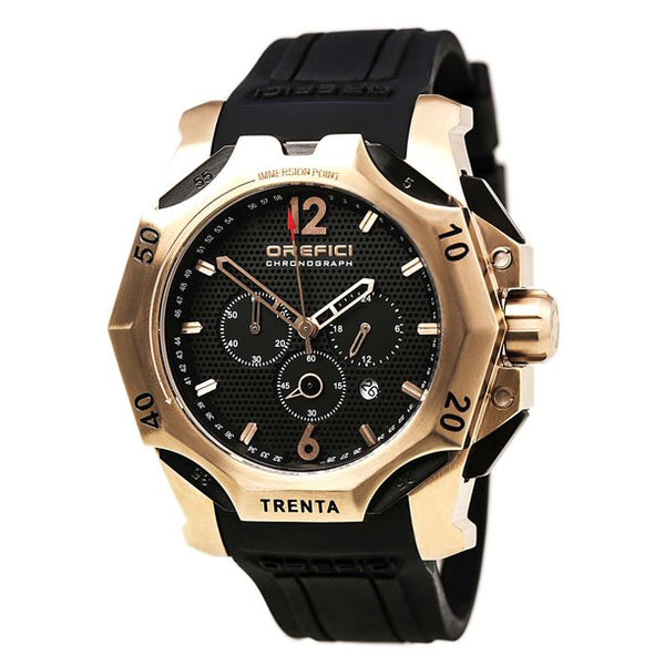 Orefici ORM11C4803 Subacqueo Trenta Black Dial Rose Gold Steel Black Strap Chrono Men Watches Lexor Miami - Lexor Miami