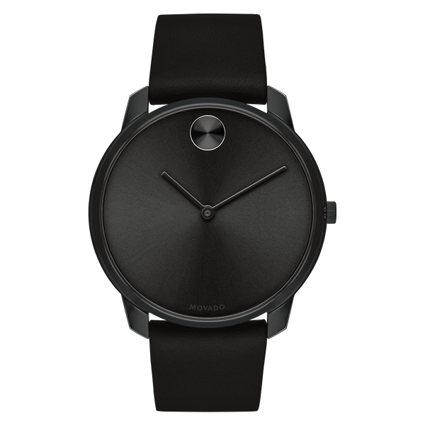 Movado 3600587 Bold Thin Black Leather Strap Men Watches - Lexor Miami