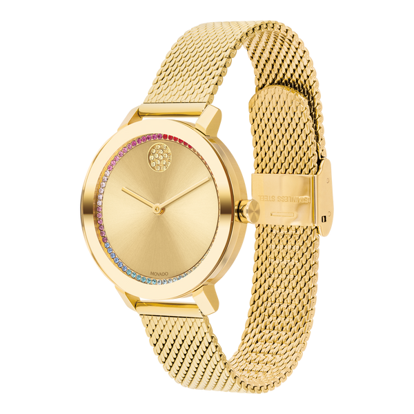 Movado 3600699 Bold Evolution Gold Mesh Strap Women Watches - Lexor Miami