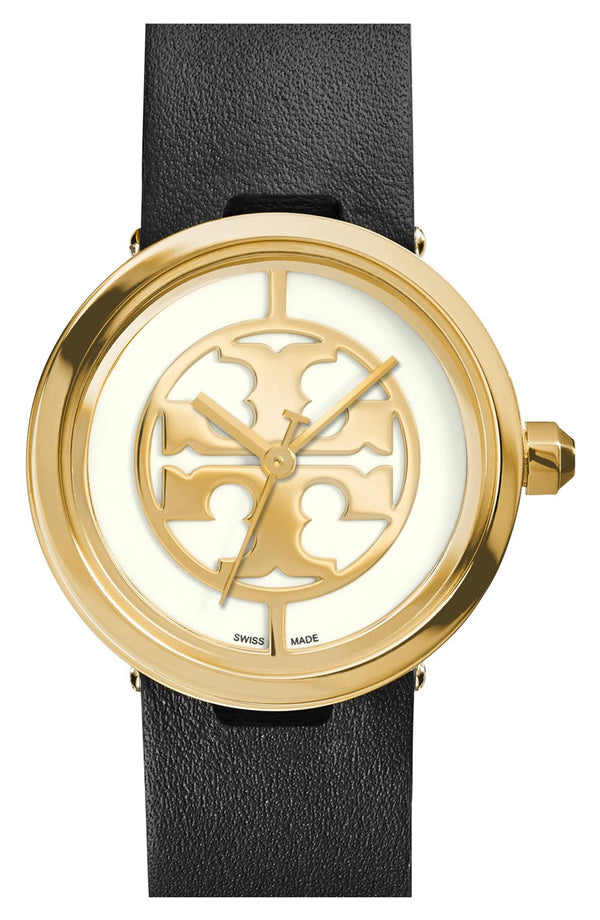 Tory Burch Trb4003 'Reva' Logo Dial Leather Strap, 28mm Women Watches Lexor Miami - Lexor Miami