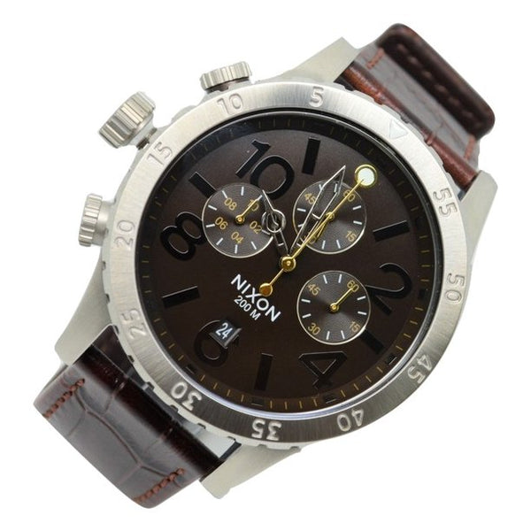 Nixon A3631887-00 The 48-20 Chrono Brown Dial Brown Leather Strap Lefty Dive Men Watches Lexor Miami - Lexor Miami