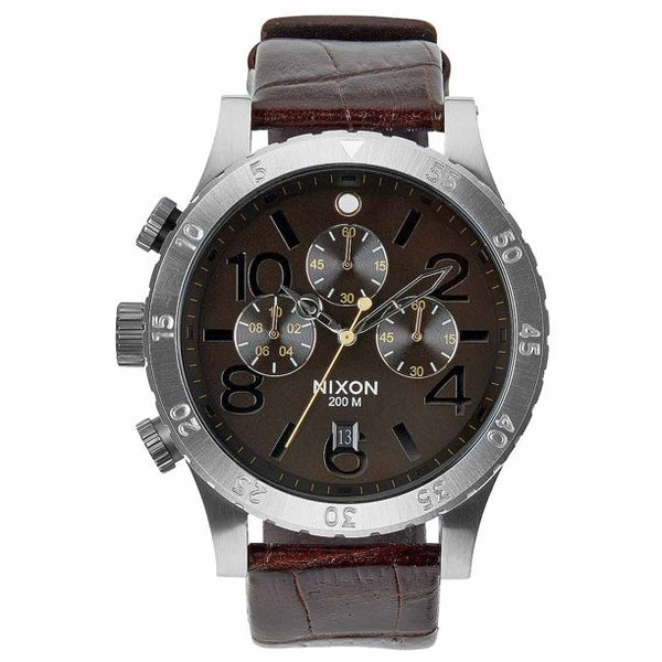 Nixon A3631887-00 The 48-20 Chrono Brown Dial Brown Leather Strap Lefty Dive Men Watches Lexor Miami - Lexor Miami