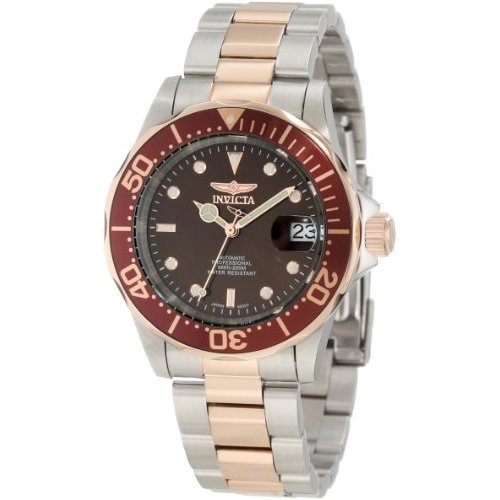 Invicta 11241 Pro Diver Two Tone Stainless Steel Brown Dial Automatic Men Watches - Lexor Miami