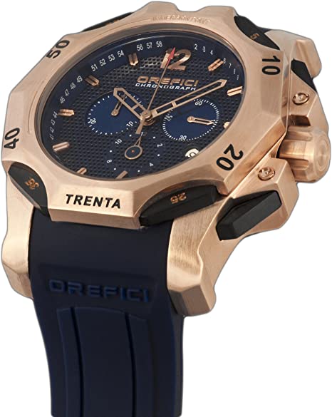 Orefici  ORM11C4804 Subacqueo Trenta Blue Dial Rose Gold Steel Blue Strap Chrono Men Watches Lexor Miami - Lexor Miami