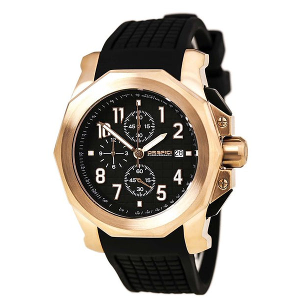 Orefici ORM6C4403 Galante Black Dial Rose Gold Steel Black Rubber Strap Chrono Men Watches Lexor Miami - Lexor Miami