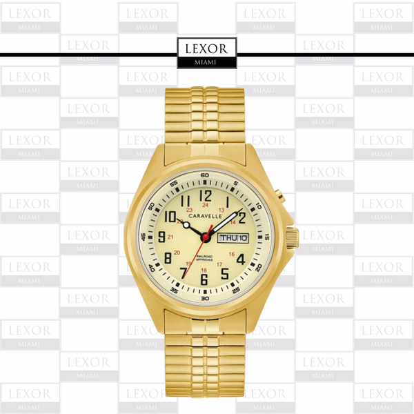 Reloj para hombre Bulova 44C112 Traditional Caravelle con correa de acero inoxidable dorado