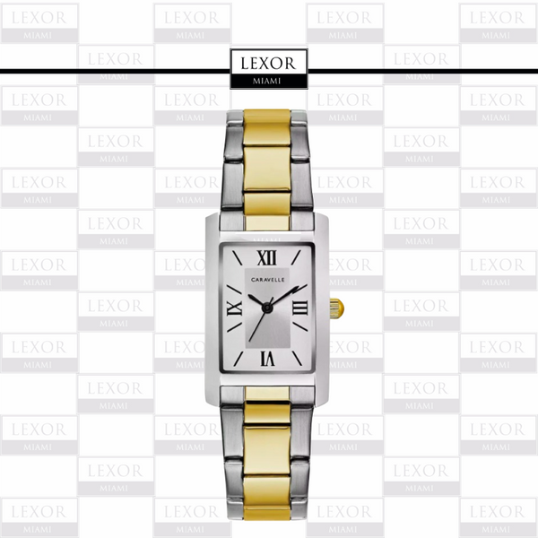 Bulova 45L167 Dress Caravelle 2 Tons Aço Inoxidável Strap Relógios Femininos