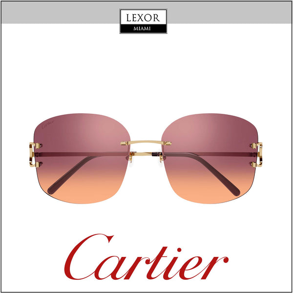 Cartier CT0037RS 002 60 60mm - 18mm - 140mm Óculos de Sol Femininos