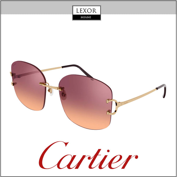 Cartier CT0037RS 002 60 60mm - 18mm - 140mm Óculos de Sol Femininos