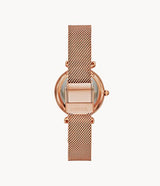 Fossil ES5011 Carlie Rose Gold Stainless Steel Mesh Strap Women Watches - Lexor Miami