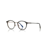 Tom Ford FT5528-B 002 49 Round Metal Blue Block Women Opticals - Lexor Miami