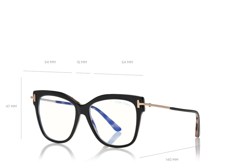 Tom Ford FT5704-F-B 005 54 Square Shape Blue Block Women Optical Frame - Lexor Miami