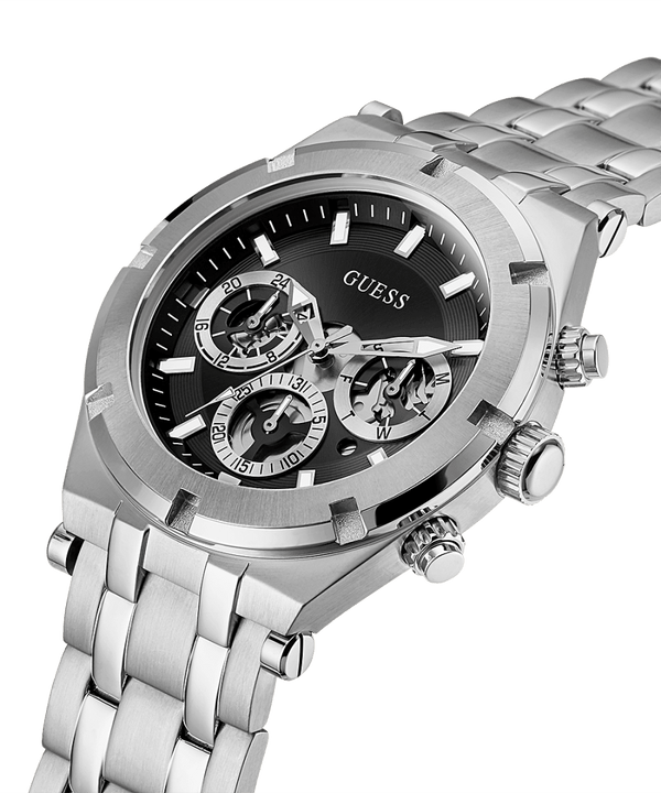 Reloj Guess GW0260G1 para hombre con caja plateada y acero inoxidable en tono plateado