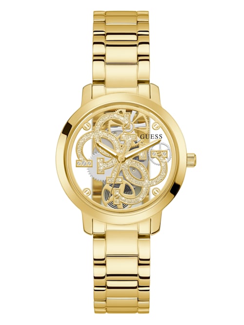 Reloj analógico transparente Quattro G en tono dorado Guess GW0300L2 para mujer