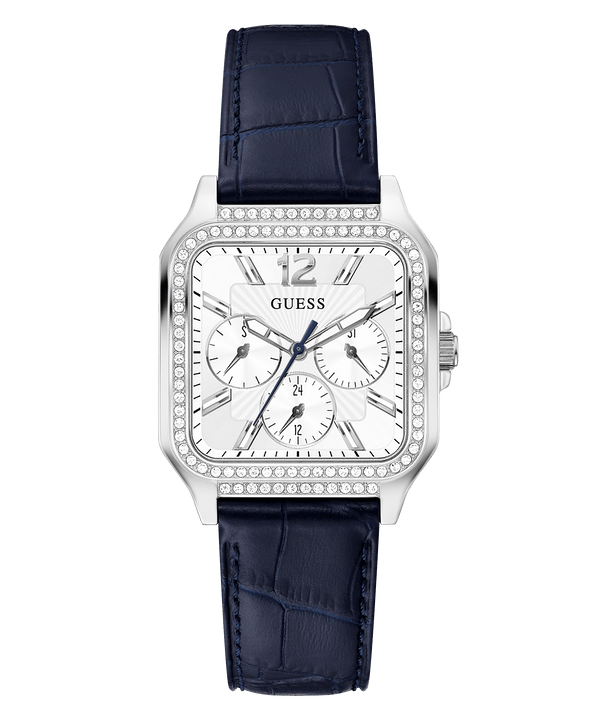 Guess GW0309L1 SILVER TONE CASE NAVY GENUINE LEATHER Women Watches - Lexor Miami