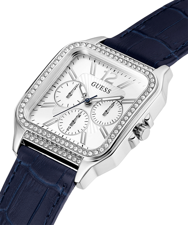 Guess GW0309L1 SILVER TONE CASE NAVY GENUINE LEATHER Women Watches - Lexor Miami