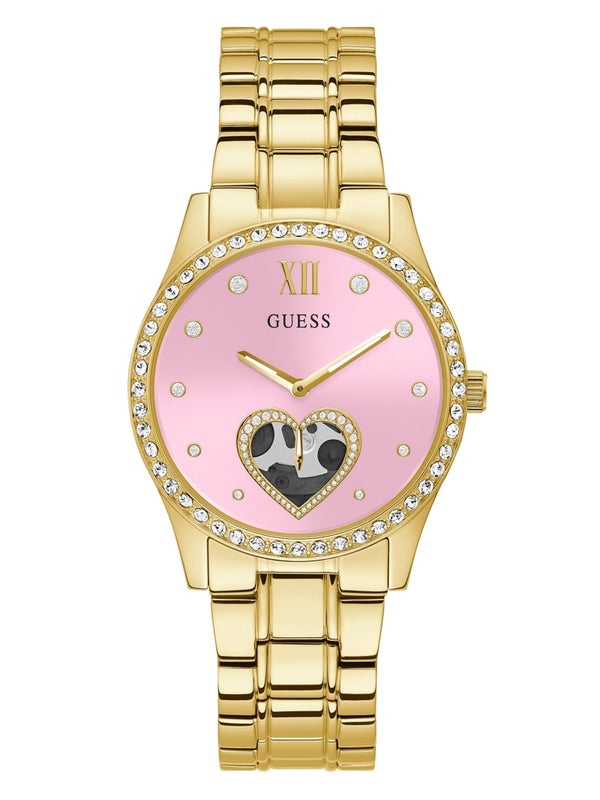 Relógio analógico feminino Guess GW0380L2 rosa e dourado