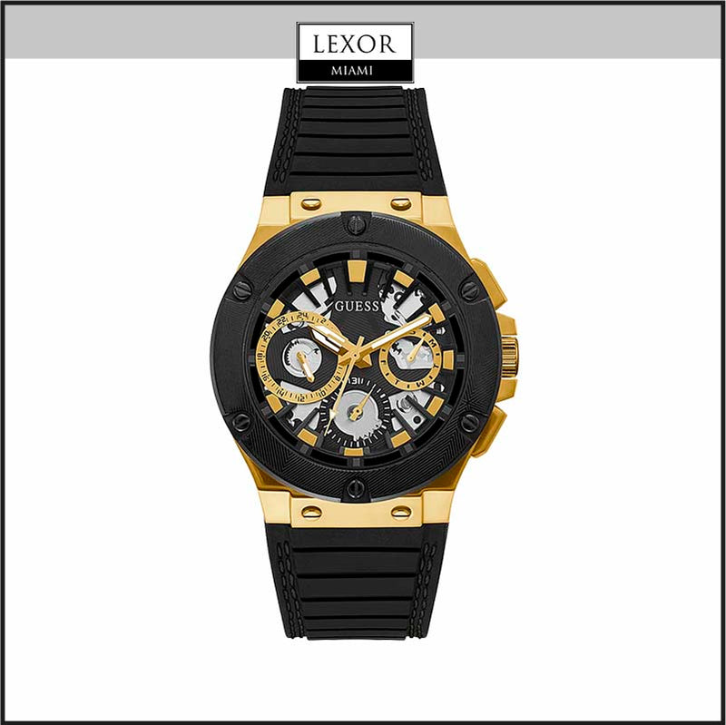 RELÓGIO Guess GW0487G5 GOLD TONE CASE PRETO SILICONE