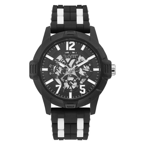 Guess GW0428G1 STRIKER Relógios Masculinos Pulseira de Silicone Preta