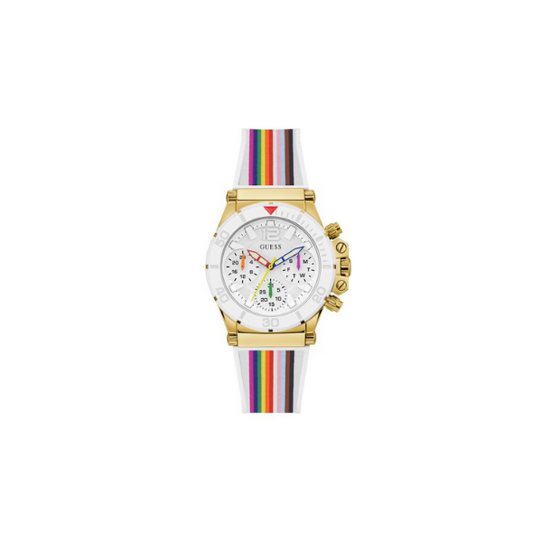 Guess GW0432L1 Co Piloto Branco Silicone Strap Relógios Femininos