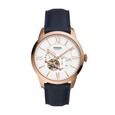 Fossil ME3171 Townsman Automatic Navy Leather Watch Unisex - Lexor Miami