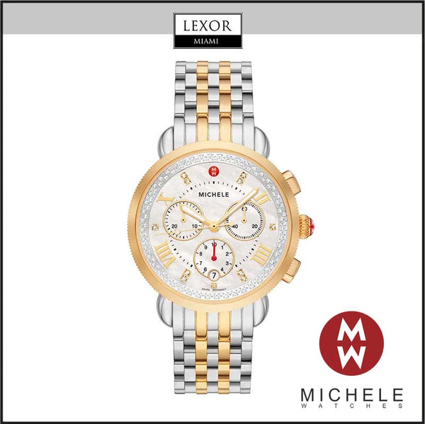 Michele MWW01C000142 Sport Sail Diamond 2 Tons Aço Inoxidável Pulseira Relógios Femininos