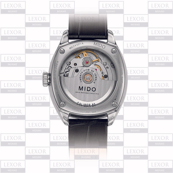 Mido M0243071604600 Belluna Royal Lady Preto Couro Pulseira Relógios Femininos