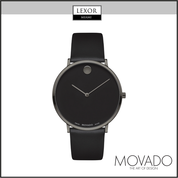 Movado 0607391 Modern 47 Relógios Masculinos Pulseira de Couro Preto