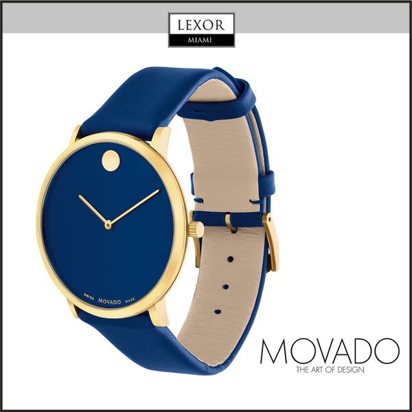 Reloj para hombre con correa de piel azul Movado 0607254 Modern 47