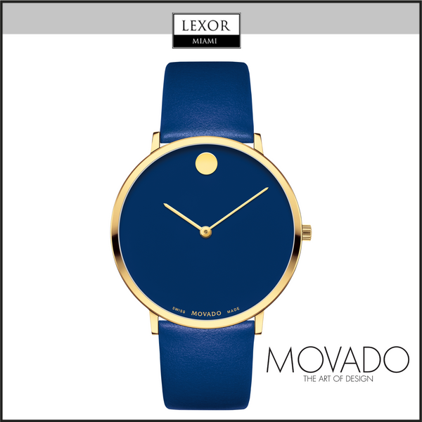 Reloj para hombre con correa de piel azul Movado 0607254 Modern 47