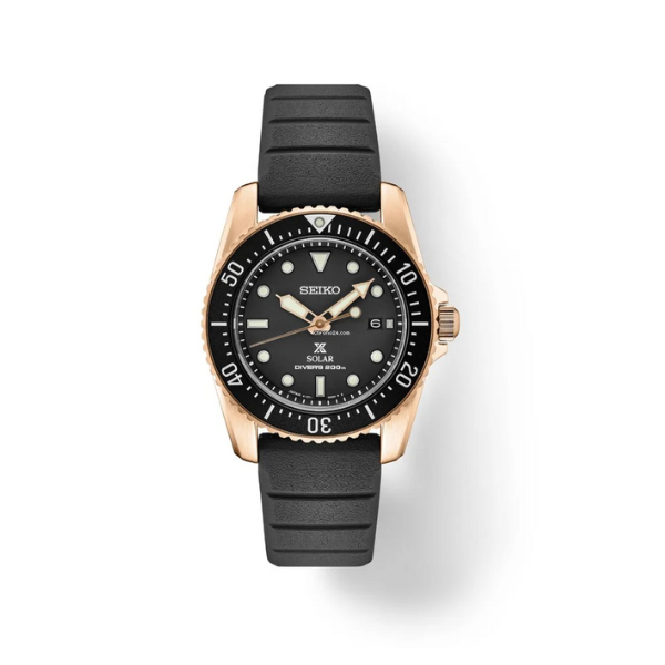 Seiko SNE586 Prospex PGP Solar Diver Mostrador Preto 200M Relógios Masculinos