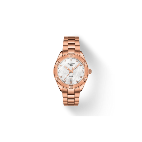 Tissot T1019103311600 PR 100 Sport Chic Rose Gold Aço Inoxidável Pulseira Relógios Femininos