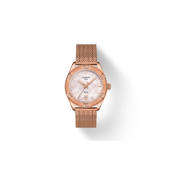 Tissot T1019103315100 PR 100 Sport Chic Reloj de mujer con correa de acero inoxidable en oro rosa