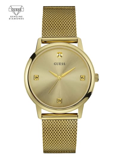 Guess U0280G3 Wafer Gold Stainless Steel Mesh Strap Unisex Watches - Lexor Miami