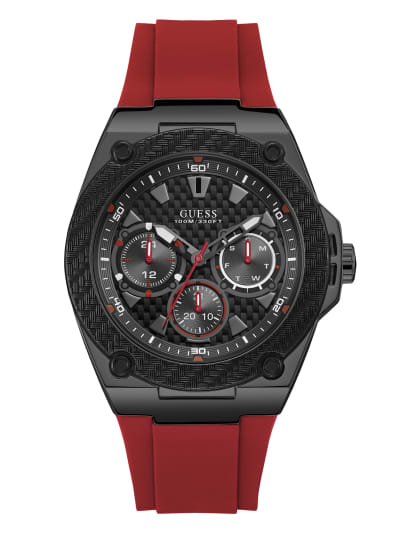 Guess U1049G6 Legacy Red Silicone Strap Men Watches - Lexor Miami