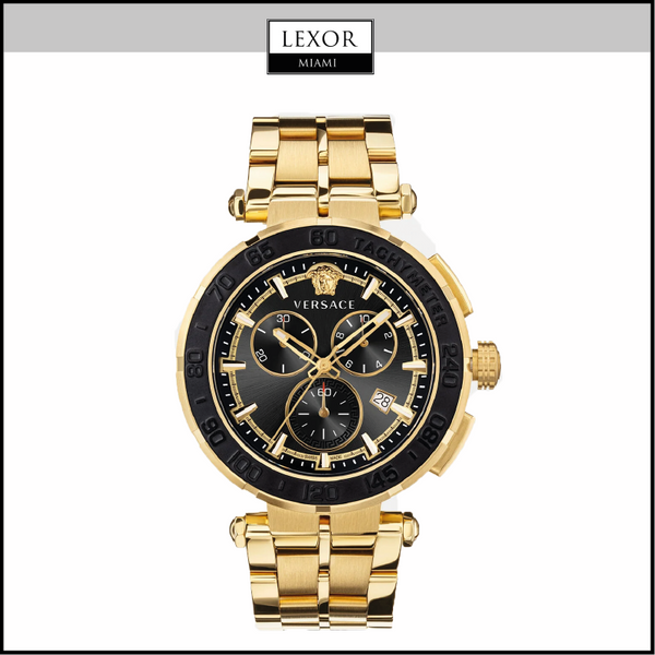 Versace VEPM00720 Greca Chrono Ion-Plated Yellow Gold Bracelet Men Watch