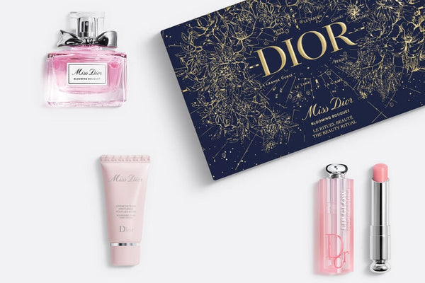 Set de brillo de labios Miss Dior Blooming Bouquet, crema nutritiva para manos con efecto de rosa y EDT de Christian Dior 