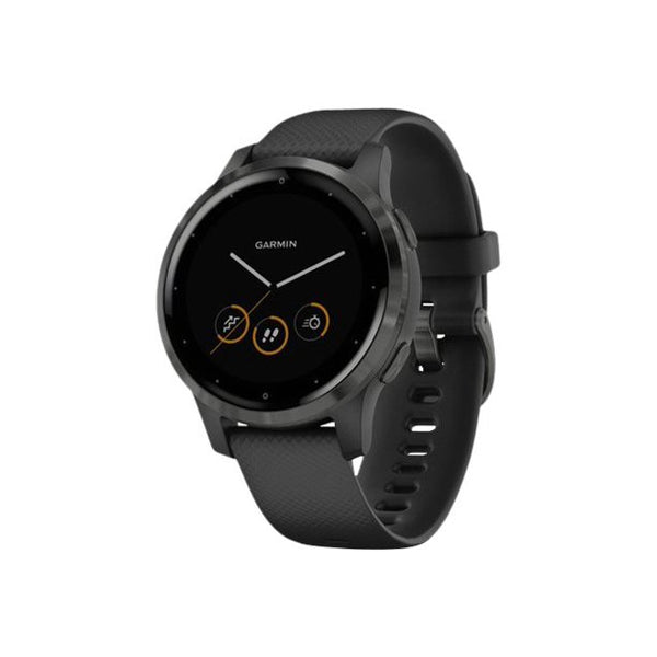 Garmin G1 010-02172-11 vivoactive 4S Slate Stainless Steel Bezel with Black Case and Silicone Band Unisex Watches Lexor Miami - Lexor Miami