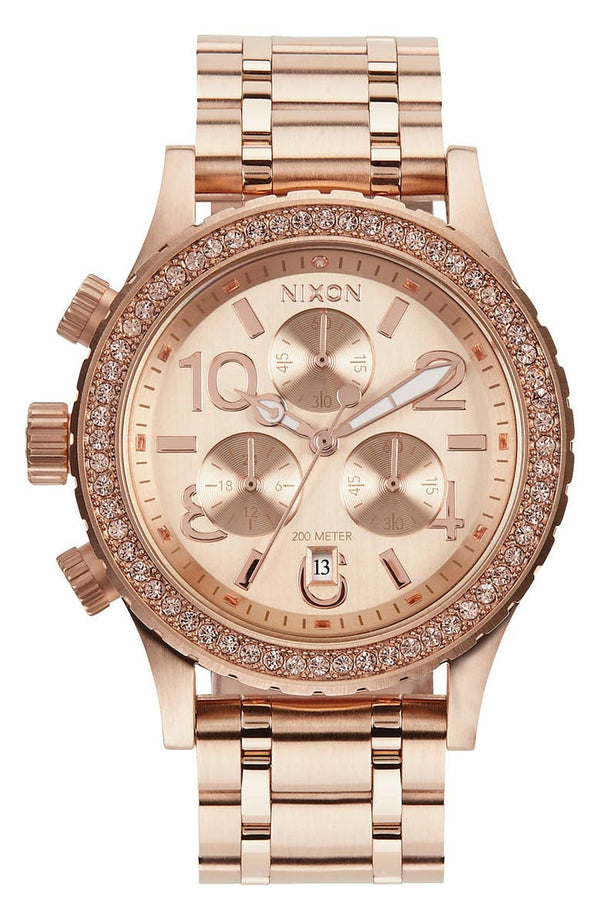 Nixon A404-89 38-20 Stainless Steel Rose Gold Tone Chronograph Women Watches Lexor Miami - Lexor Miami