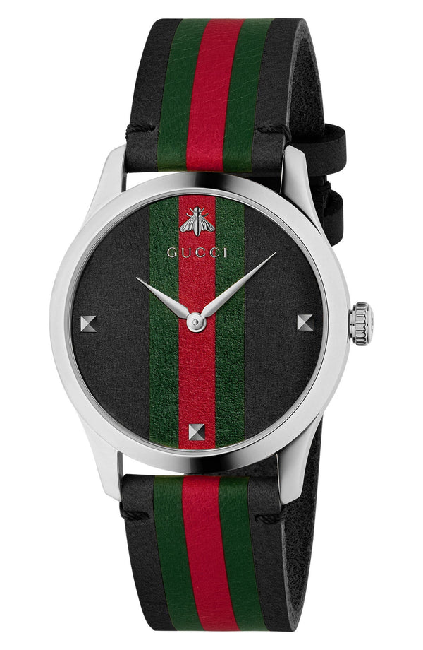 Gucci YA1264079 G-Timeless Leather Strap, 38mm Women Watches Lexor Miami - Lexor Miami