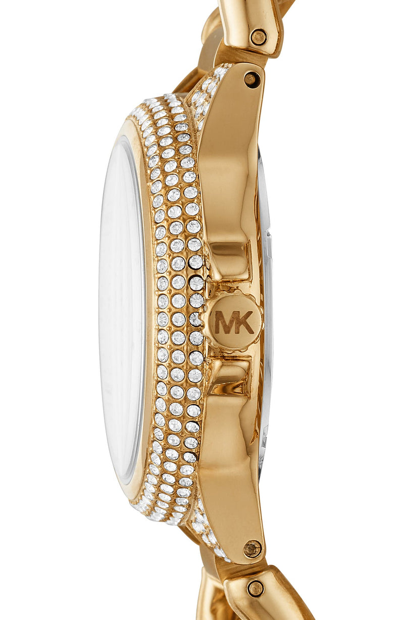 Michael Kors MK6842 Mini Camille Pave Gold Stainless Steel Link Strap Women Watches - Lexor Miami