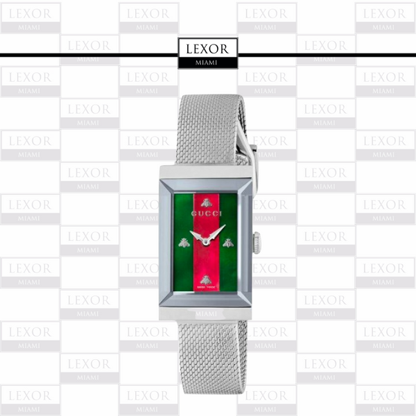 Gucci YA147401 G-Frame Stainless Steel Mesh Strap Women Watches