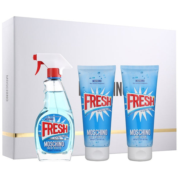 Moschino Fresh Couture 1.7 EDT W Spray, 3.4 Shower Gel, 3.4 Body Lotion Set for Women - Lexor Miami