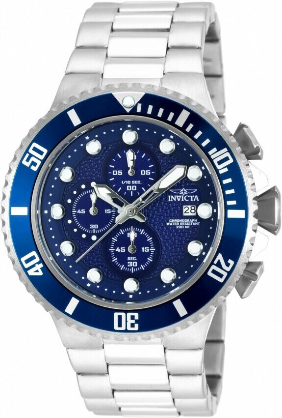 Invicta 18907 Pro Diver Chrono Stainless Steel Textured Blue Dial Men Watches - Lexor Miami