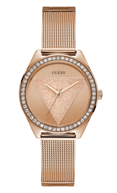 Guess U1142L4 Tri Glitz Rose Gold Stainless Steel Mesh Strap Women Watches - Lexor Miami