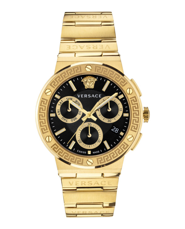 Versace VEZ900421 Greca Logo Chronograph Gold Stainless Steel Strap Men Watches - Lexor Miami